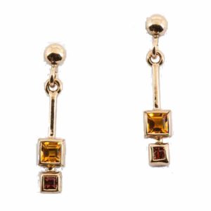 9ct Square Citrine Earring