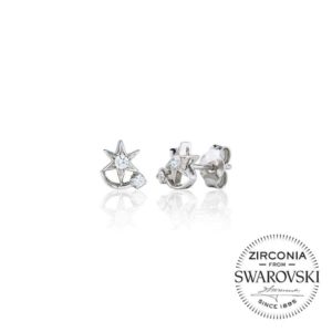 Silver Two Stone Star Earring