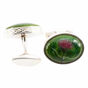Silver Handpainted Thistle Cuff