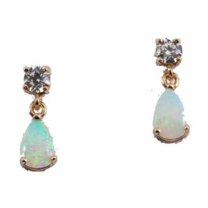 9ct Opal Cubic Zirconia Drop Earring