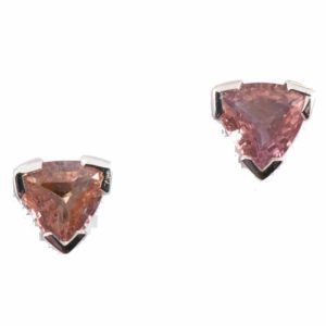 18ct Pink Sapphire Trillion Earring