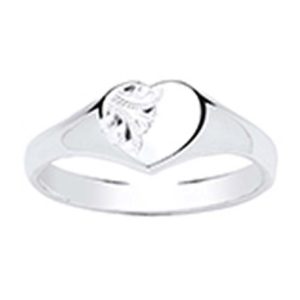 Silver Heart Engraved Signet